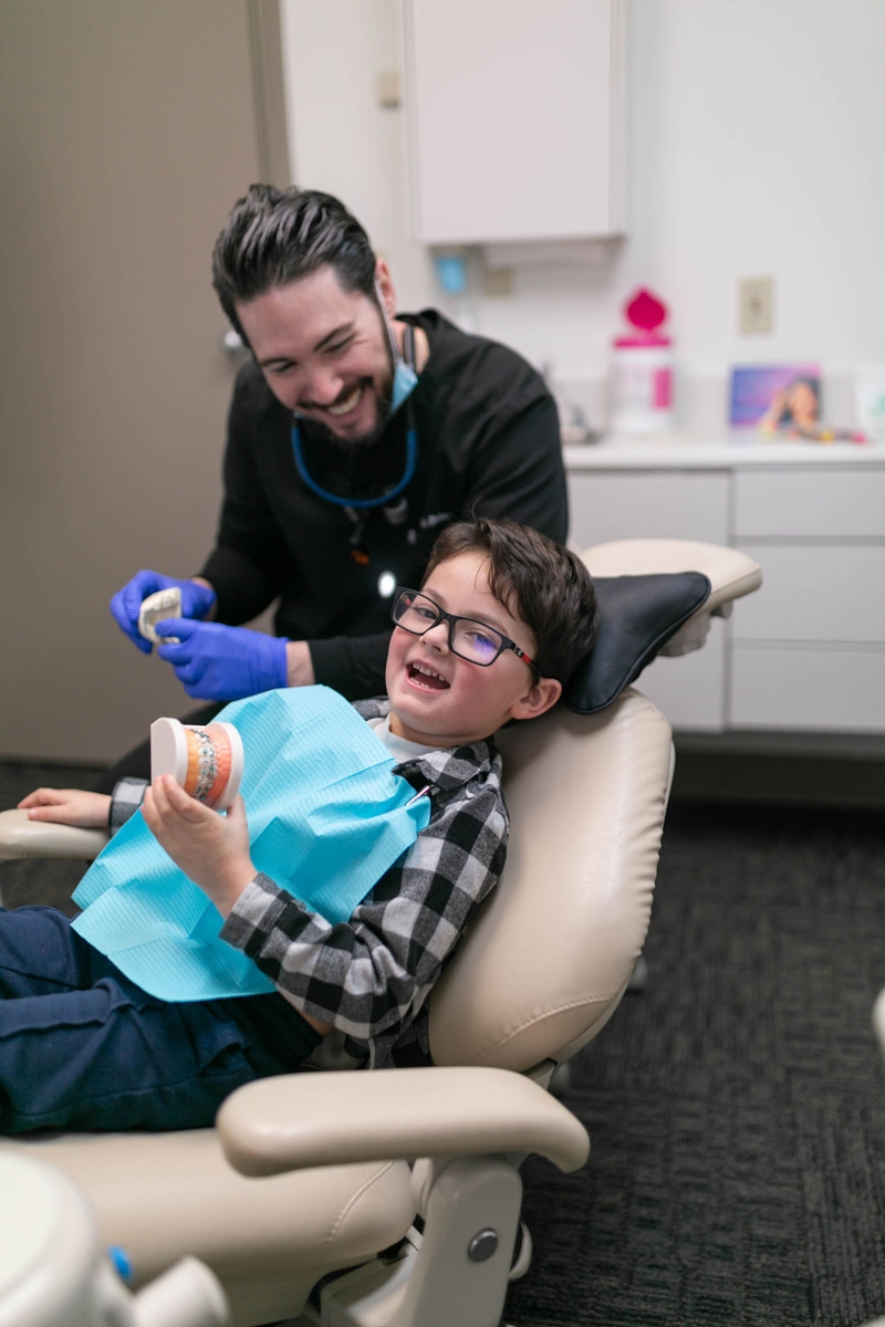 Child receiving orthodontic evaluation